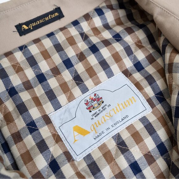 Aquascutum Jacket Zip Up Coat England Plaid Lined Vintage Mens Small - Picture 6 of 16